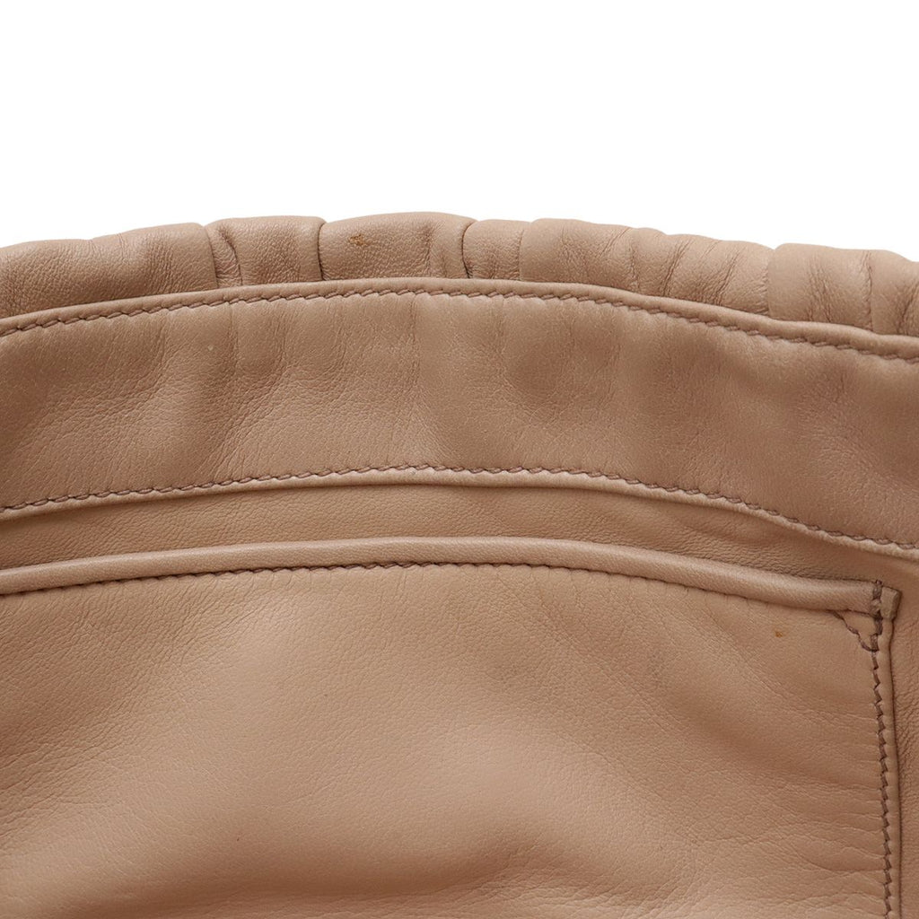 Prada Nappa Gaufre Shoulder Bag Chain Gathered Leather Beige Silver — view 7