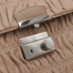 Prada Nappa Gaufre Shoulder Bag Chain Gathered Leather Beige Silver — view 5