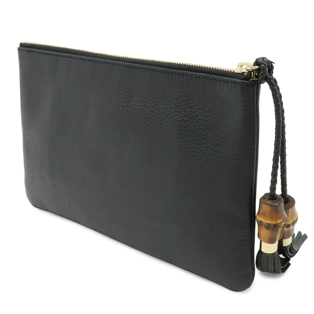Gucci Bamboo Tassel Clutch Pouch Depth Leather Black — view 2