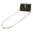 Gucci Sylvie Web Line Mini Chain Shoulder Bag Pochette 2-Way Clutch Leather — view 2