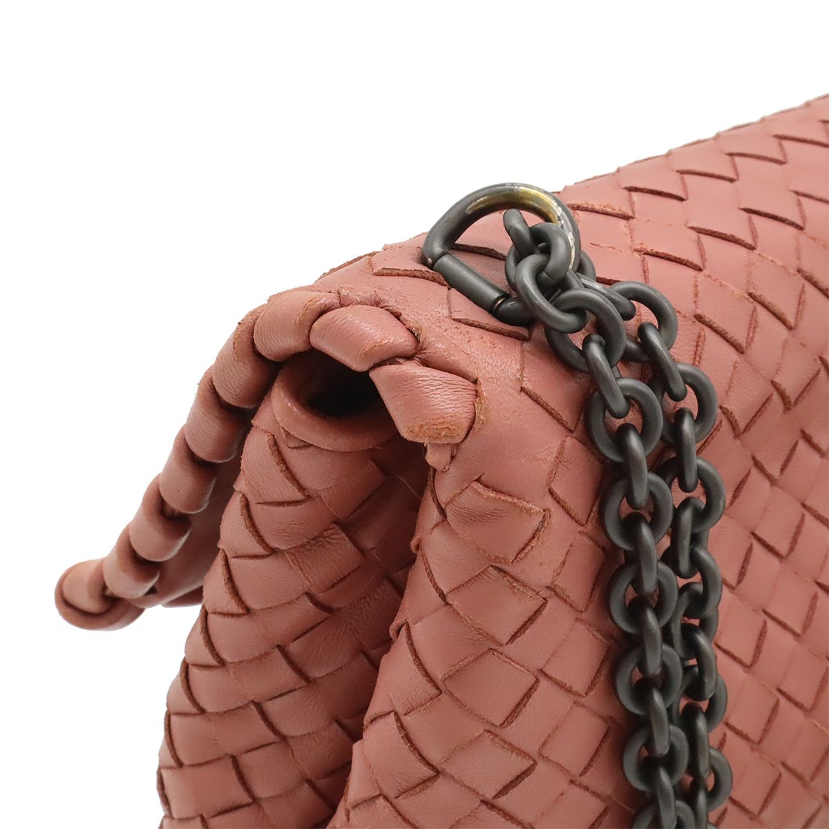 Bottega Veneta Olympia Intrecciato Small Shoulder Bag Chain Leather Pink — view 4