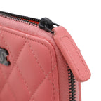 Chanel Quilted CC Logo Classic Zip Coin Purse Zip Around Leather Coral Pink — view 4