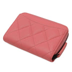 Chanel Quilted CC Logo Classic Zip Coin Purse Zip Around Leather Coral Pink — view 2