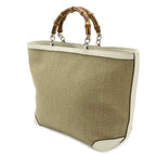 Gucci Bamboo Children's Handbag Straw Leather Natural White Gold — view 2