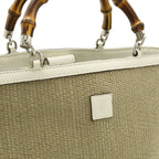 Gucci Bamboo Children's Handbag Straw Leather Natural White Gold — view 7