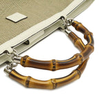 Gucci Bamboo Children's Handbag Straw Leather Natural White Gold — view 4