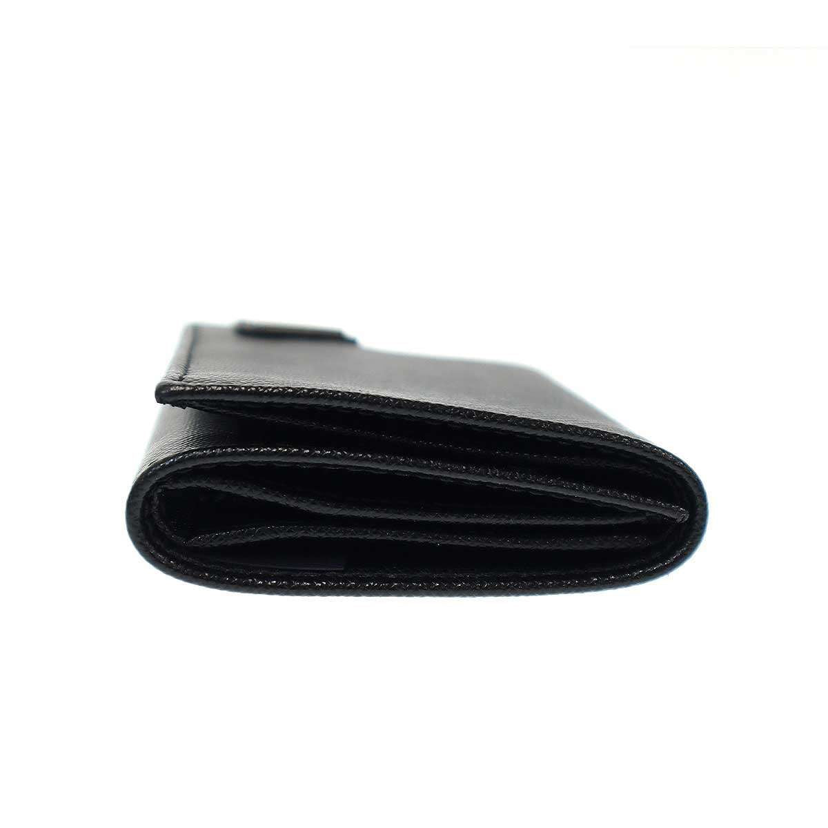 Prada Logo Saffiano Leather Compact Wallet Black — view 3