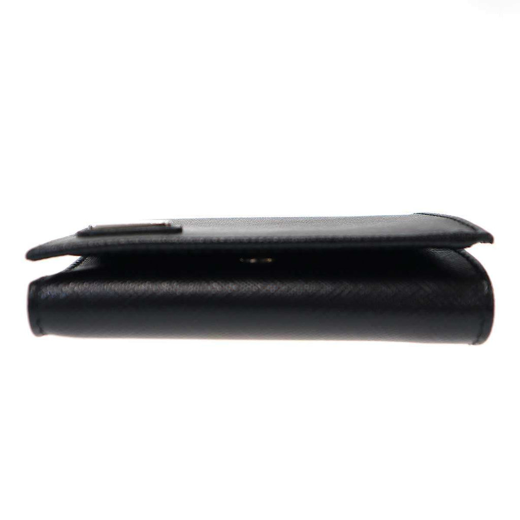 Prada Logo Saffiano Leather Compact Wallet Black — view 4