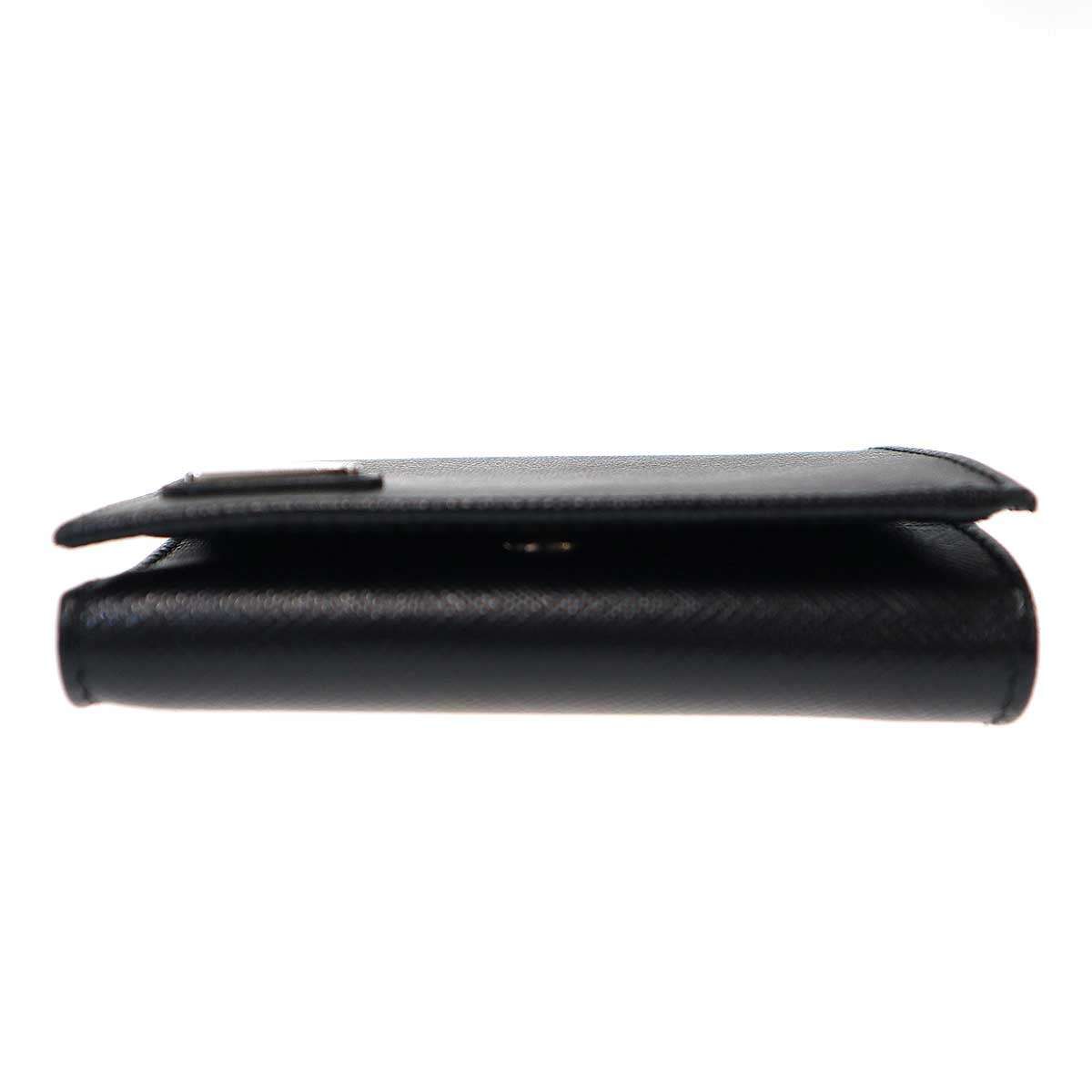 Prada Logo Saffiano Leather Compact Wallet Black — view 4