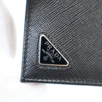 Prada Logo Saffiano Leather Compact Wallet Black — view 5
