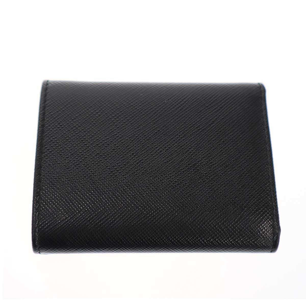 Prada Logo Saffiano Leather Compact Wallet Black — view 2