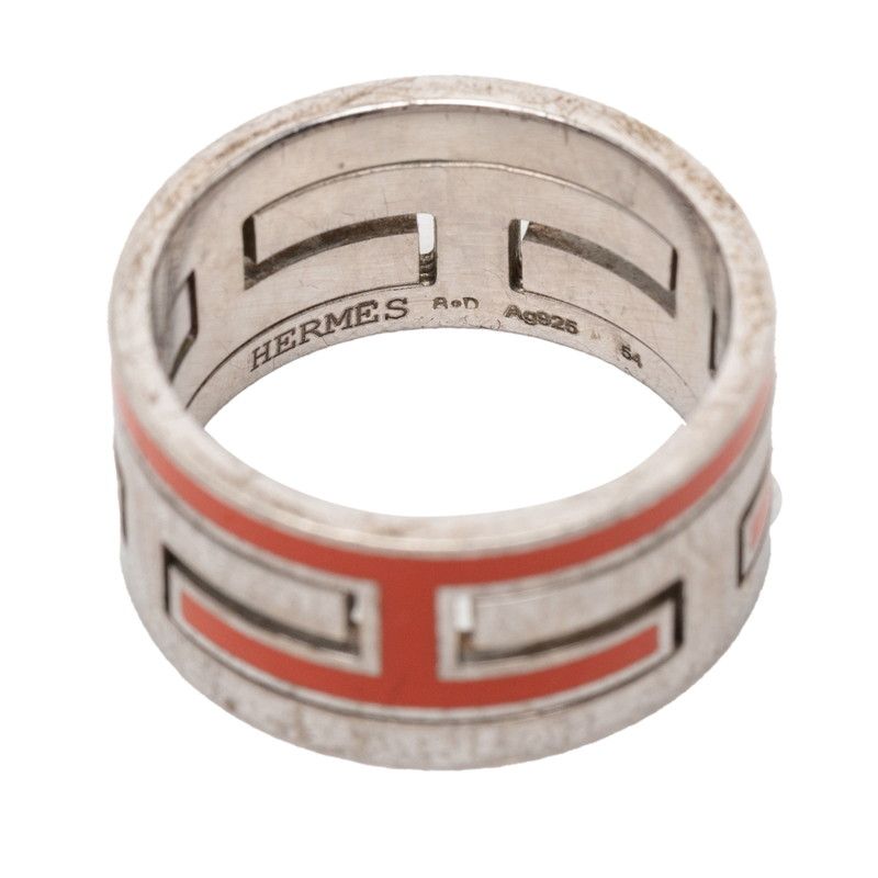 Hermes Moubouche Ring 54 Silver Orange — view 5
