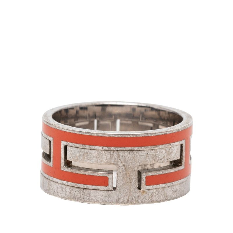 Hermes Moubouche Ring 54 Silver Orange — view 2