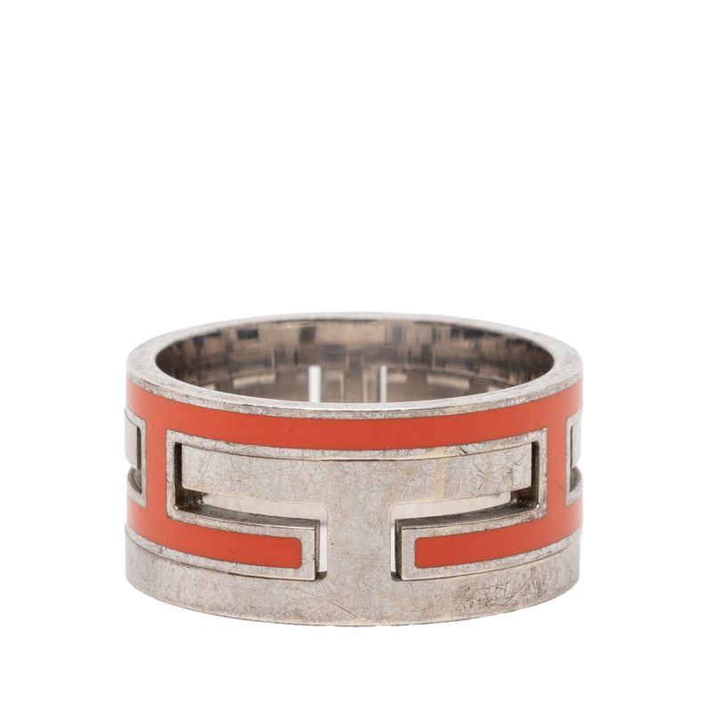 Hermes Moubouche Ring 54 Silver Orange — view 4