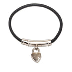 Hermes Viviride Heart Cadena Bracelet Silver Black Metal Leather — view 2