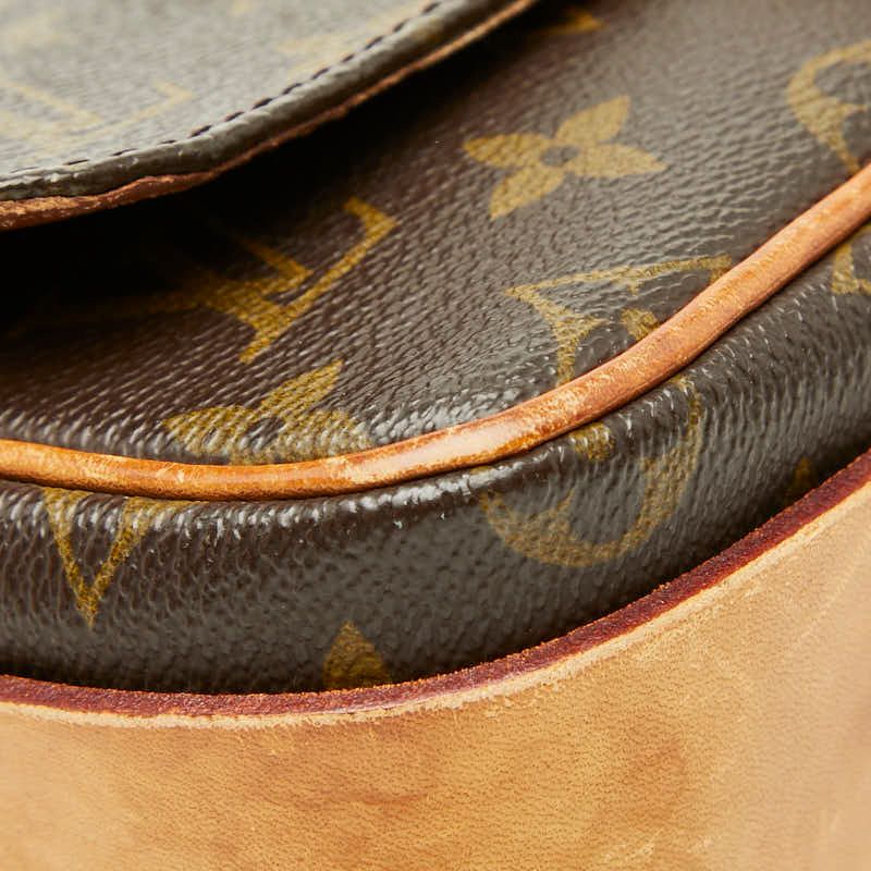 Louis Vuitton Monogram Cartouchiere MM Crossbody Shoulder Bag Brown Leather — view 5