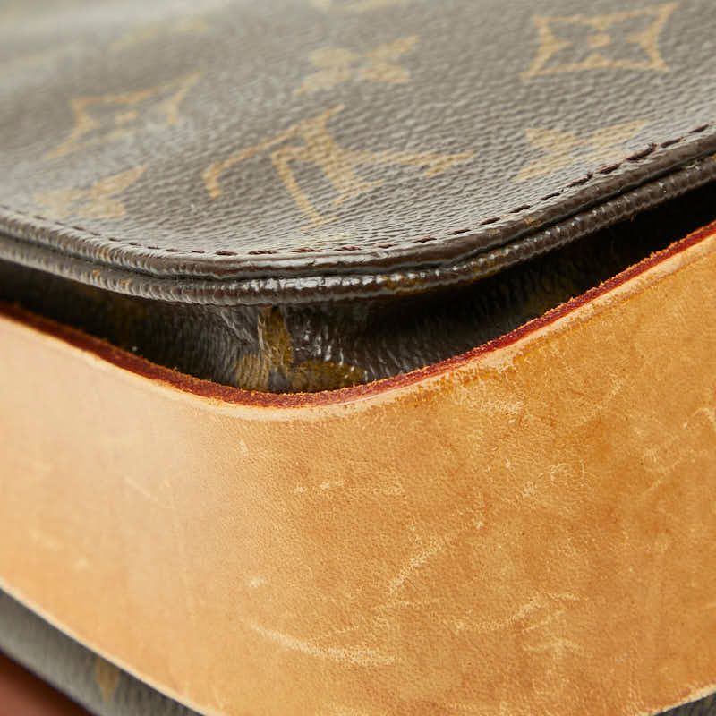 Louis Vuitton Monogram Cartouchiere MM Crossbody Shoulder Bag Brown Leather — view 7