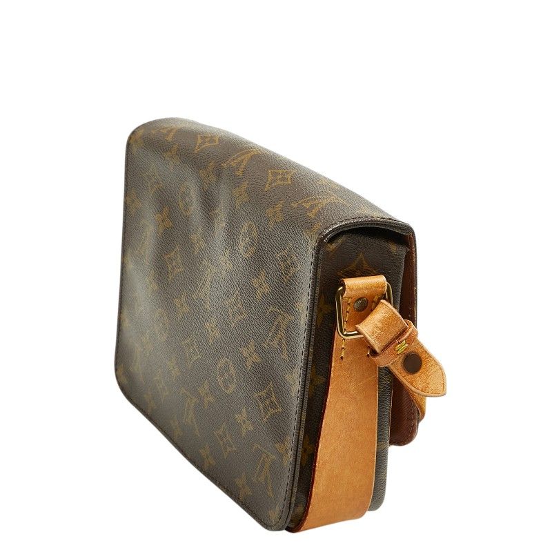 Louis Vuitton Monogram Cartouchiere MM Crossbody Shoulder Bag Brown Leather — view 2