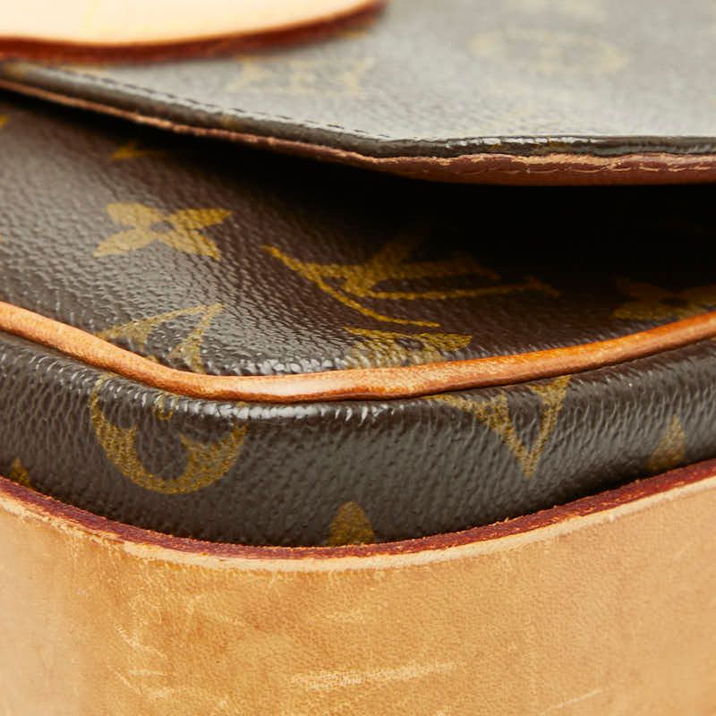 Louis Vuitton Monogram Cartouchiere MM Crossbody Shoulder Bag Brown Leather — view 4