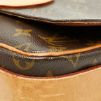 Louis Vuitton Monogram Cartouchiere MM Crossbody Shoulder Bag Brown Leather — view 4