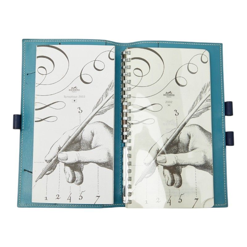 Hermes Agenda Vision Notebook Cover Blue Light Box Calf — view 7