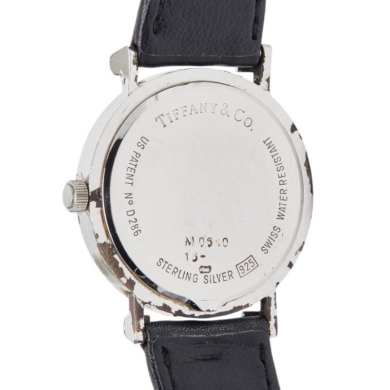 Tiffany & Co Atlas Watch Silver Black Leather — view 6