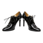 Chanel CC Logo Booties 37 1 2C Black Patent Leather Boot — view 4