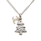 Chanel CC Logo Christmas Tree Motif Necklace Silver White Metal — view 2