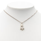 Chanel CC Logo Christmas Tree Motif Necklace Silver White Metal — view 5
