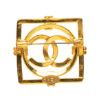 Chanel Vintage CC Logo Square Brooch Gold Plated — view 2