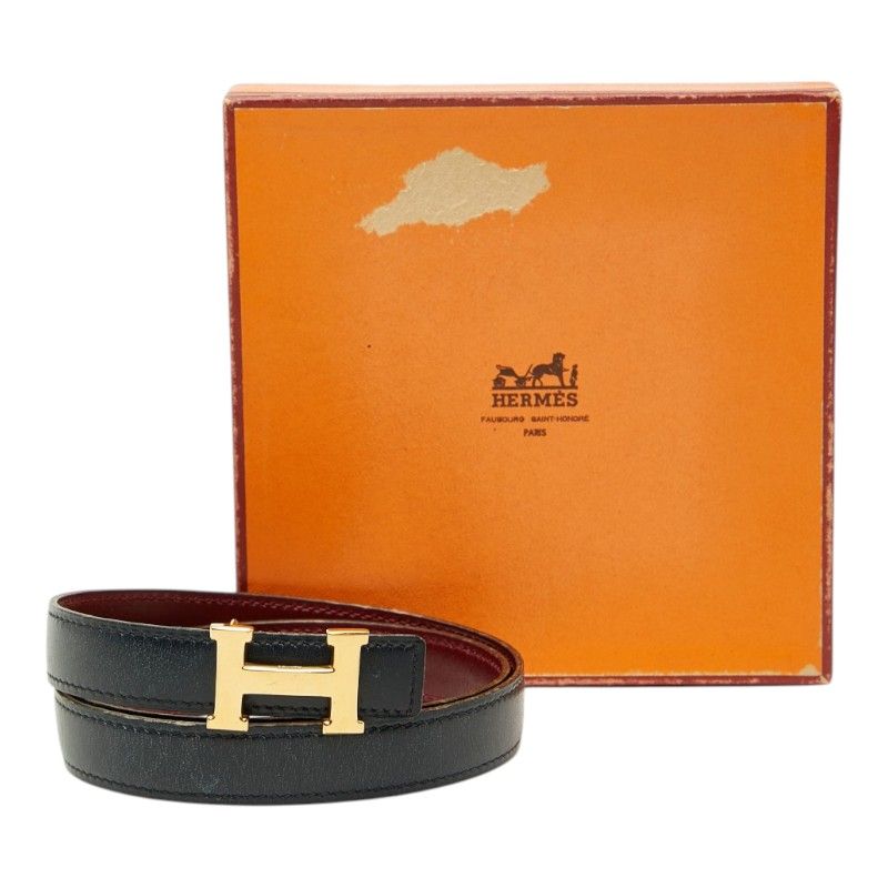 Hermes Belt Reversible Navy Red Leather — view 6