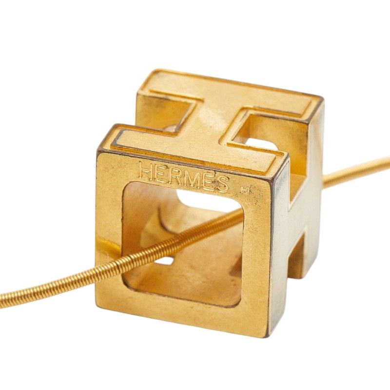 Hermes Cage Ash Cube Necklace Gold Beige Plated — view 8