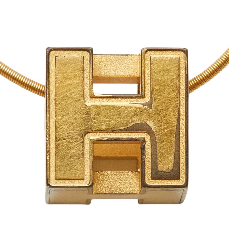 Hermes Cage Ash Cube Necklace Gold Beige Plated — view 6