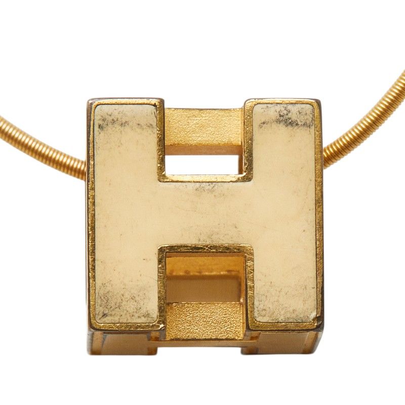 Hermes Cage Ash Cube Necklace Gold Beige Plated — view 5