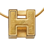 Hermes Cage Ash Cube Necklace Gold Beige Plated — view 3