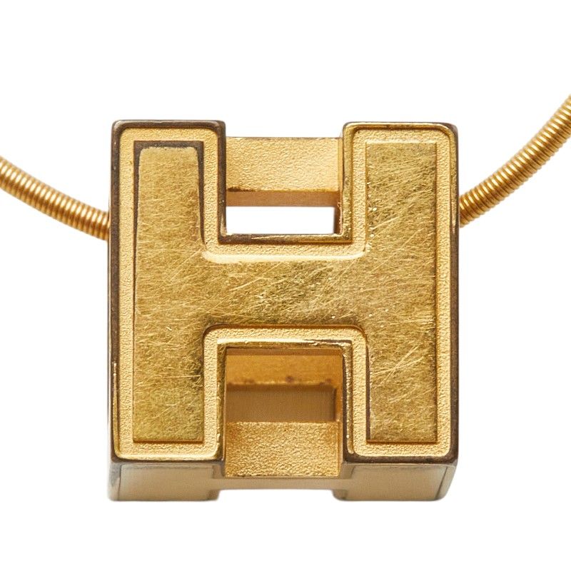 Hermes Cage Ash Cube Necklace Gold Beige Plated — view 3