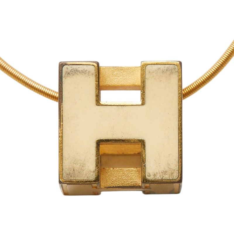 Hermes Cage Ash Cube Necklace Gold Beige Plated — view 2
