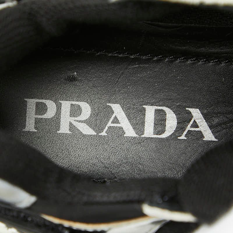 Prada Pegasus High Cut Sneakers Platform Black White Silver Rubber Nylon — view 6