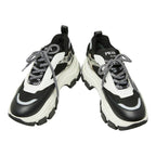 Prada Pegasus High Cut Sneakers Platform Black White Silver Rubber Nylon — view 4