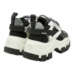 Prada Pegasus High Cut Sneakers Platform Black White Silver Rubber Nylon — view 2