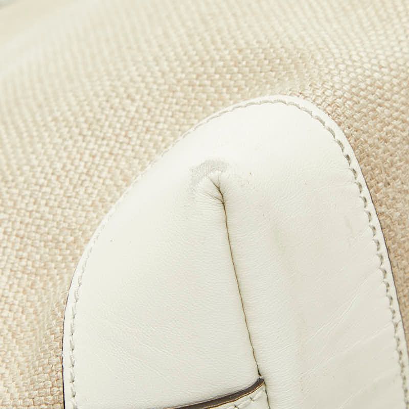 Gucci Craft Tote Shoulder Bag White Beige Canvas Leather — view 6