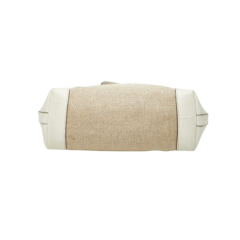 Gucci Craft Tote Shoulder Bag White Beige Canvas Leather — view 3