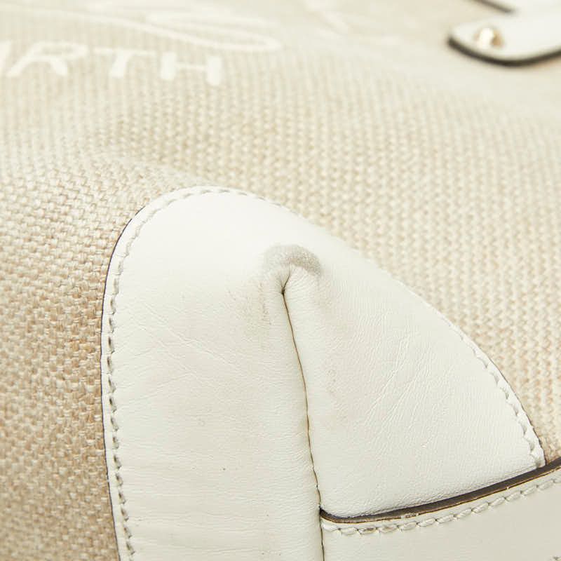 Gucci Craft Tote Shoulder Bag White Beige Canvas Leather — view 7