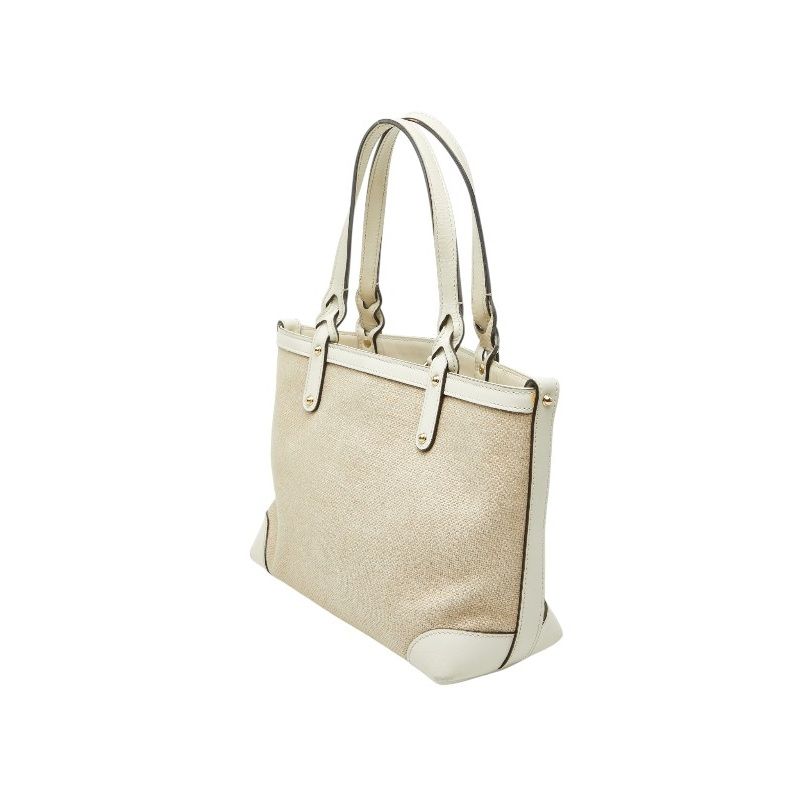 Gucci Craft Tote Shoulder Bag White Beige Canvas Leather — view 2