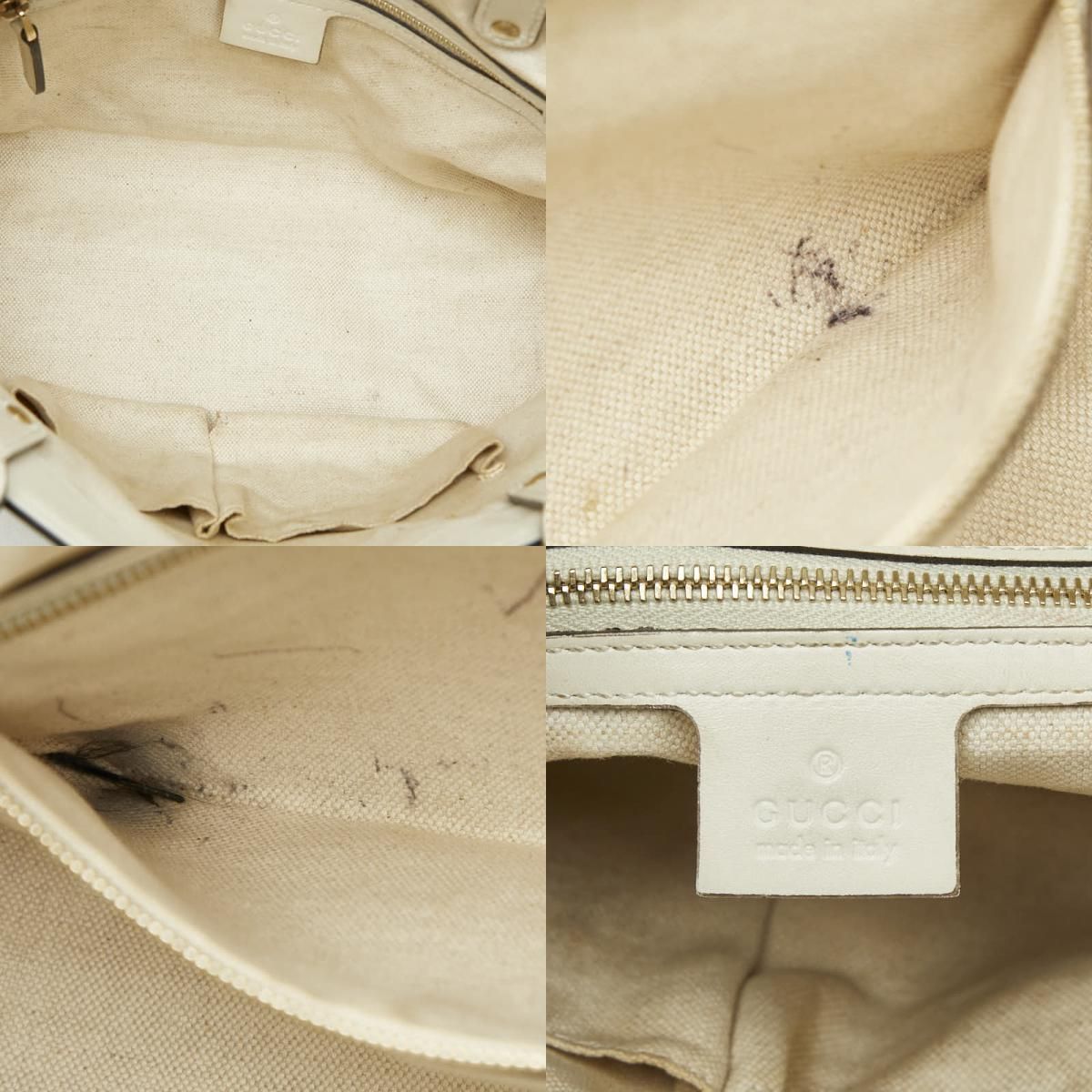 Gucci Craft Tote Shoulder Bag White Beige Canvas Leather — view 9