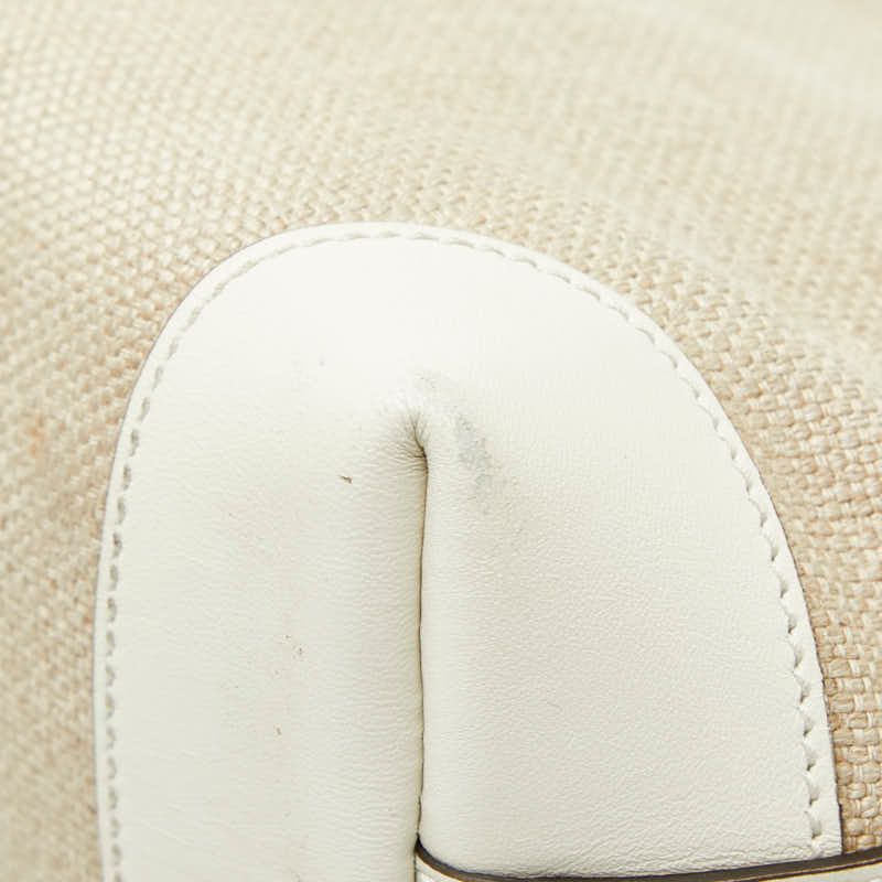 Gucci Craft Tote Shoulder Bag White Beige Canvas Leather — view 5