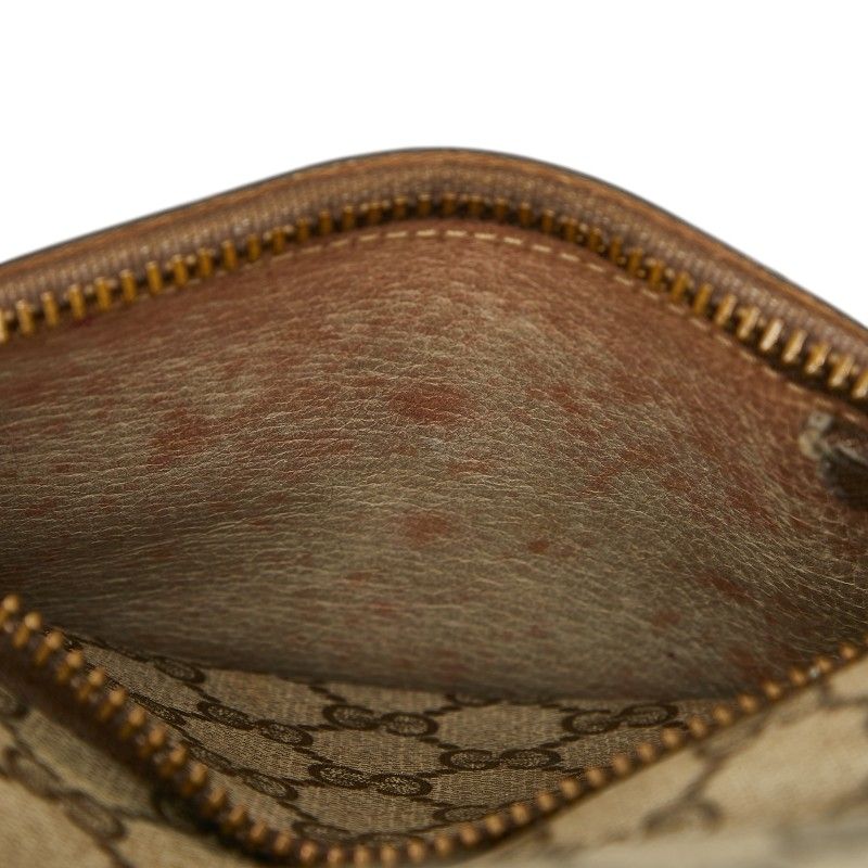 Gucci Sherry Line Vintage GG Supreme Tote Shoulder Bag Brown Leather — view 9