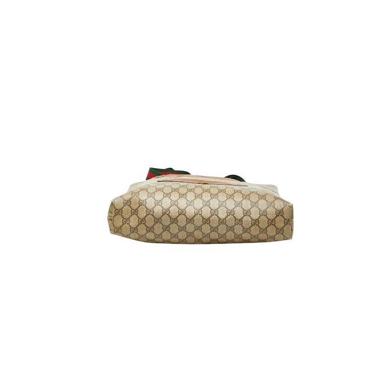 Gucci Sherry Line Vintage GG Supreme Tote Shoulder Bag Brown Leather — view 3