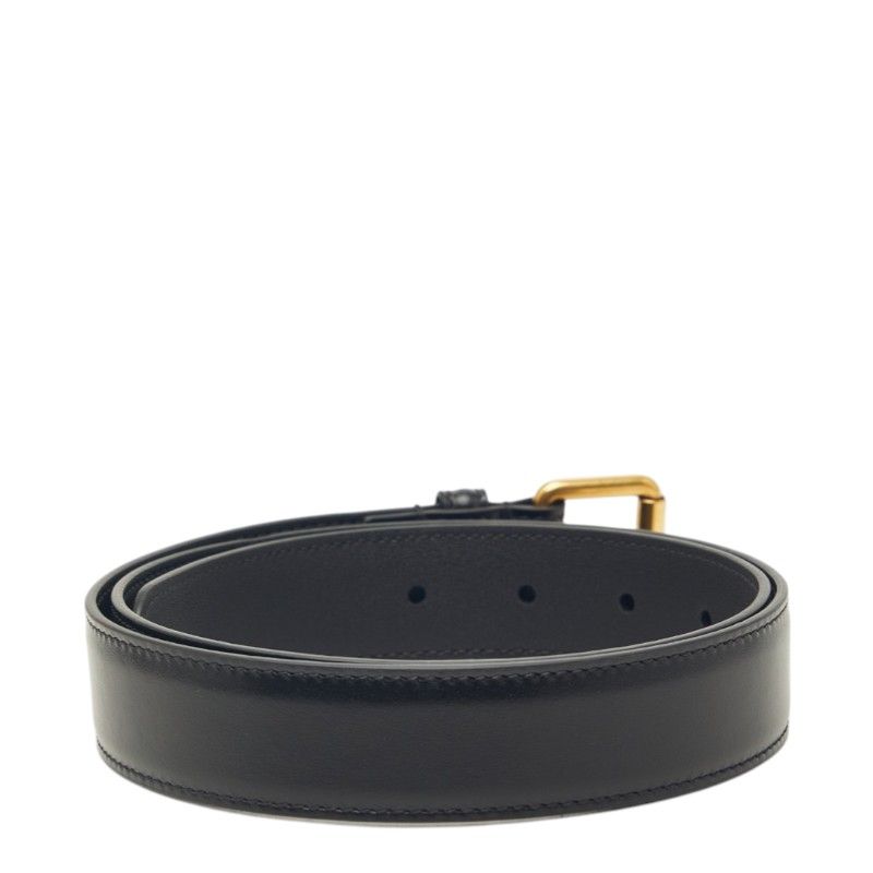 Gucci Plain Belt 85 34 Black Gold Calf — view 2