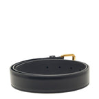 Gucci Plain Belt 85 34 Black Gold Calf — view 2